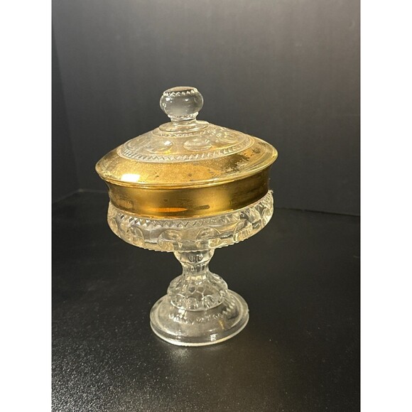 Antique EAPG Gold Flash Covered Compote 7" - Picture 1 of 10